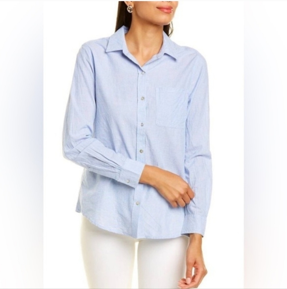 Lola River Women's Light Blue Button-Up Blouse